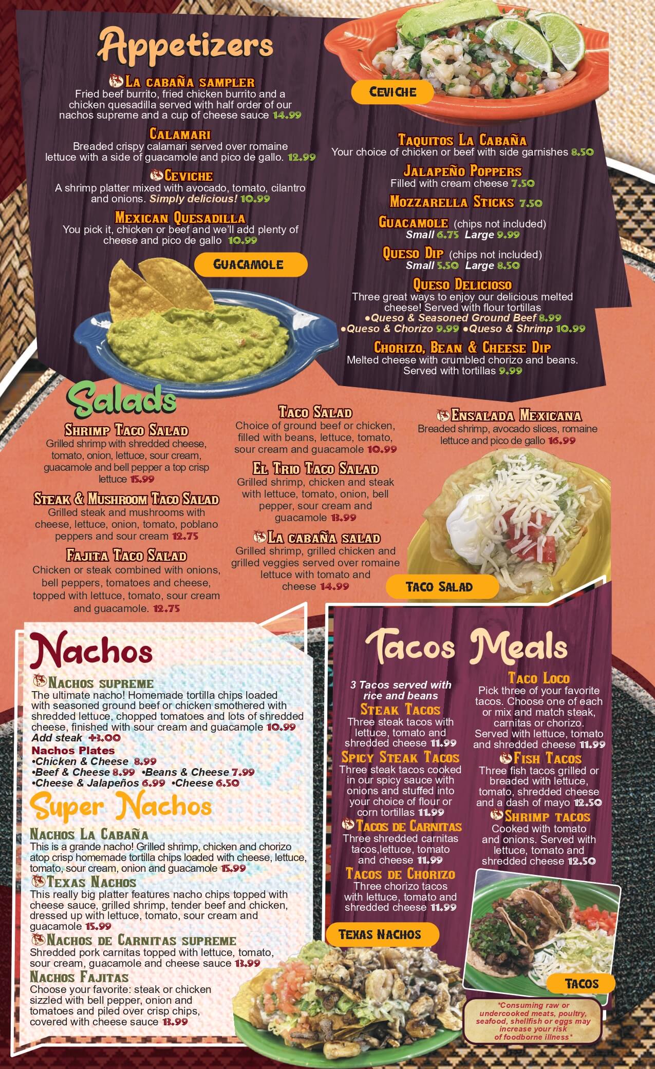 Menu - La Cabaña Mexican Restaurant